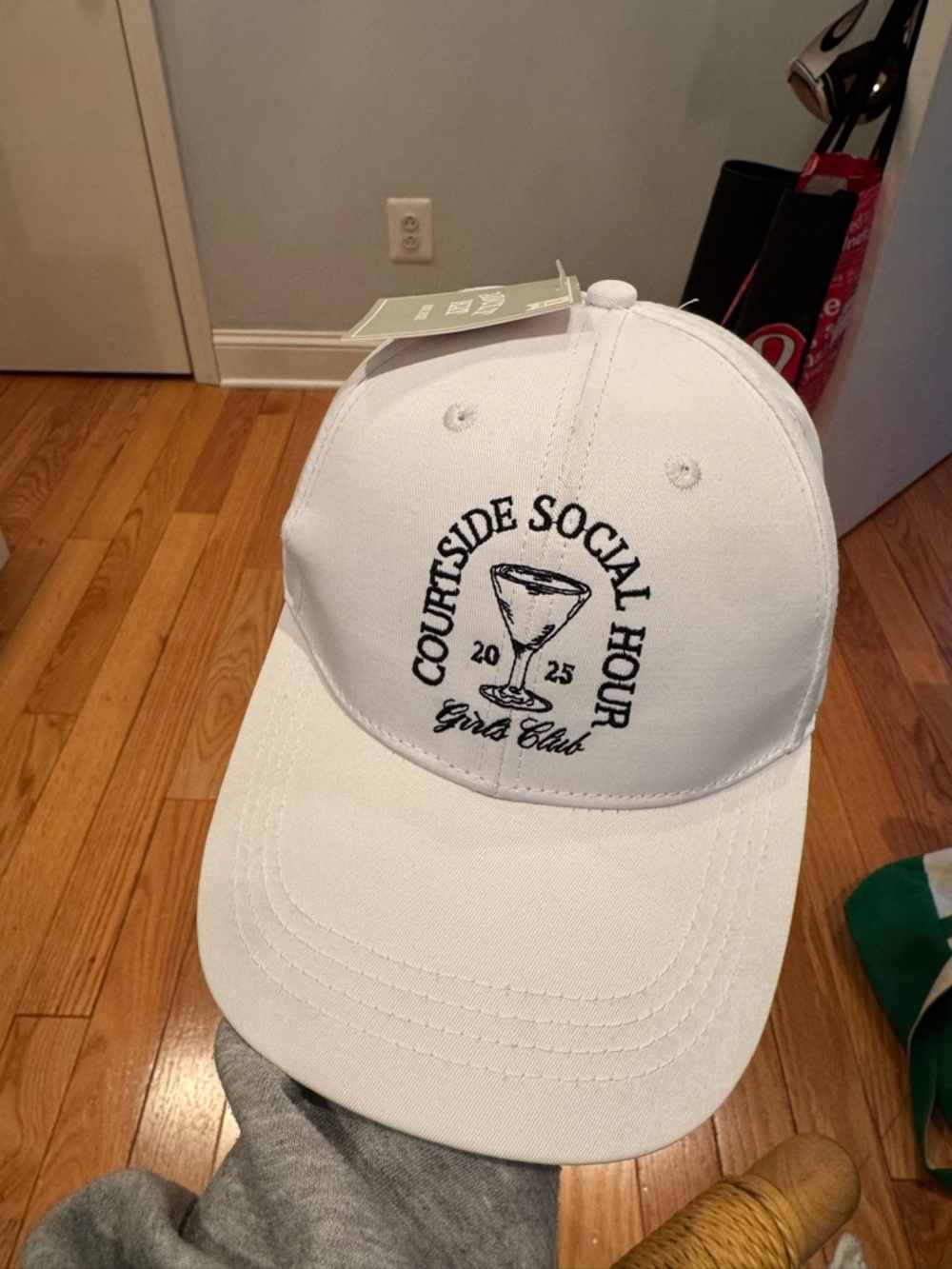 Courtside Social Hour White Embroidered Baseball Cap
